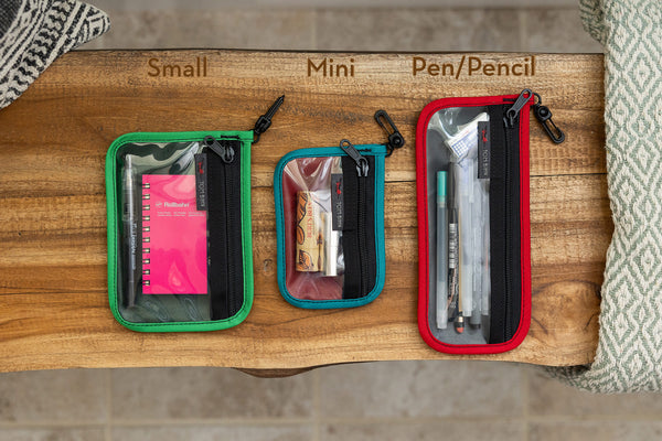 Clear Mystery Pouches in each size.